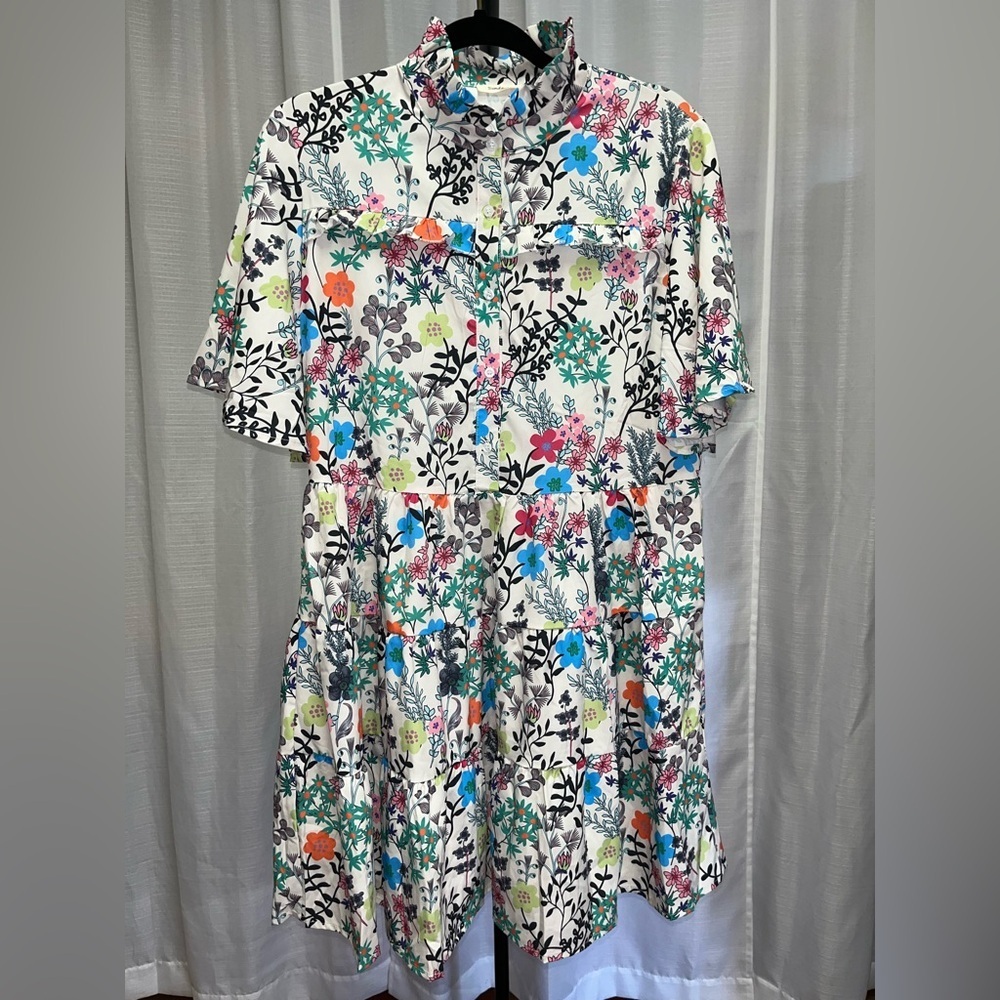 SundayUp floral half button dress | size Large